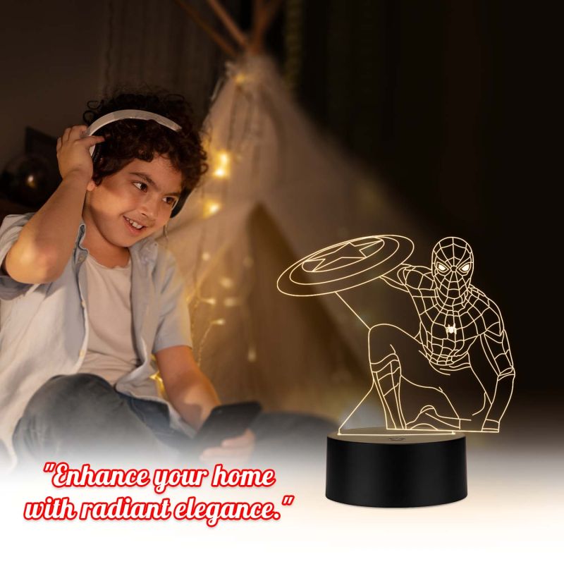 spiderman457 3D Illusion Night lamp with Warm White Gift for Kids Bedroom